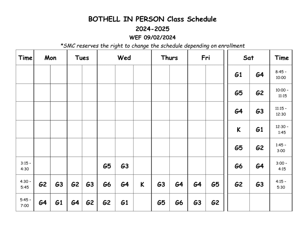 UPDATED BOTHELL CLASS SCHEDULE 2024 20251 Singapore Maths Club